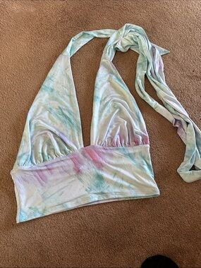 wild fable Pastel Tie-Dye Halter Bandeau Top - Mint & Pink
